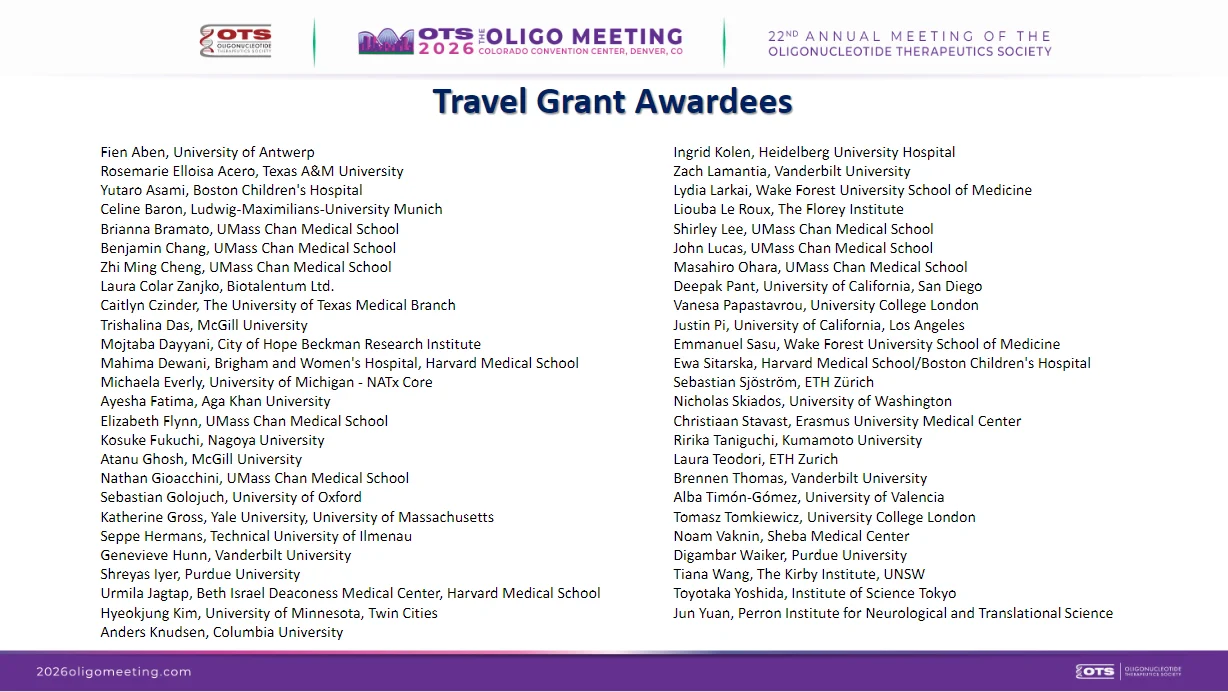2026 Travel Grant Awardees